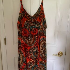 Madison Red and Black Ruffled Sundress Resort Wear